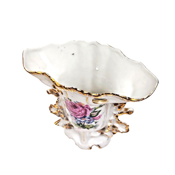 Pair Antique PORTUGAL Old Paris Style Spill Vases w Roses Daisies Circa 1900s - Picture 5 of 10